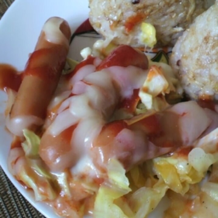 フライパン1つ キャベツウィンナーのチーズ焼き レシピ 作り方 By ベビ1210 楽天レシピ